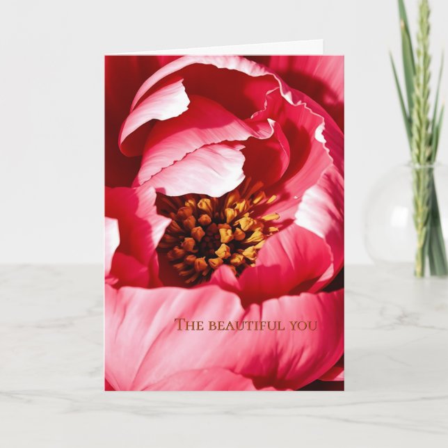 Cartão De Agradecimento Peony  Greeting card with original poem (Frente)