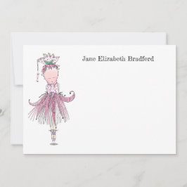 Cartão De Agradecimento Pequena Ballerina rosa personalizada