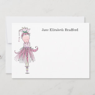 Cartão De Agradecimento Pequena Ballerina rosa personalizada