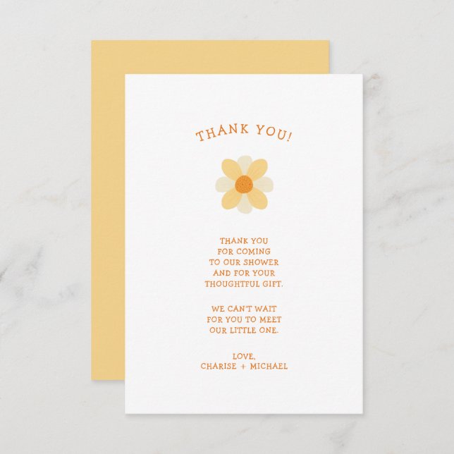 Cartão De Agradecimento Pequena chá de fraldas Daisy, obrigado nota (Frente/Verso)