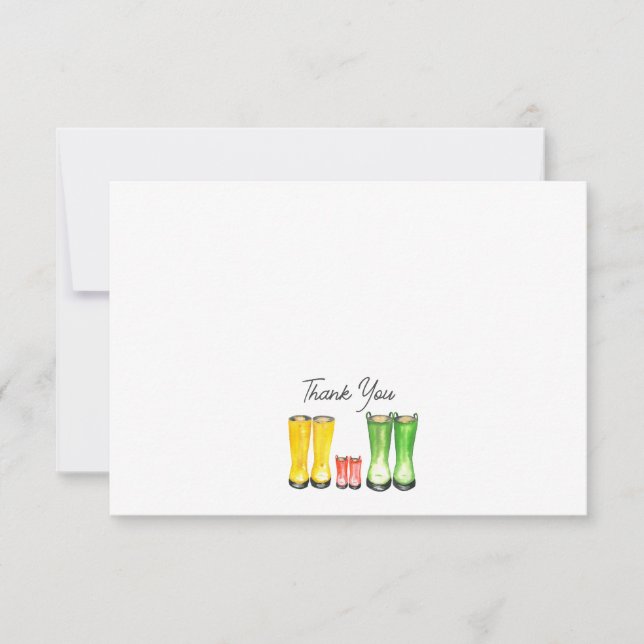 Cartão De Agradecimento Pequena Chuva Vermelha Bota Jardinagem (Frente)