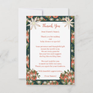 Cartão De Agradecimento Pequena Clementina Cutia  Chá de fraldas de Tema C