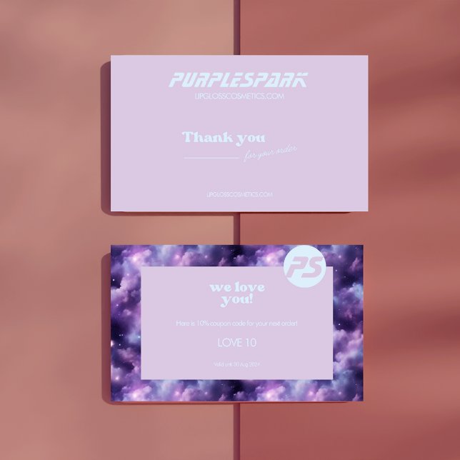 Cartão De Agradecimento Pequena empresa azul púrpura (Criador carregado)