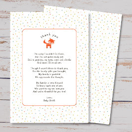 Cartão De Agradecimento Pequena Fox, obrigado a anotar com poema