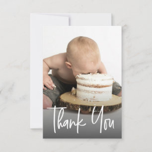 Cartão De Agradecimento Pequena letra personalizada foto Aniversário de um