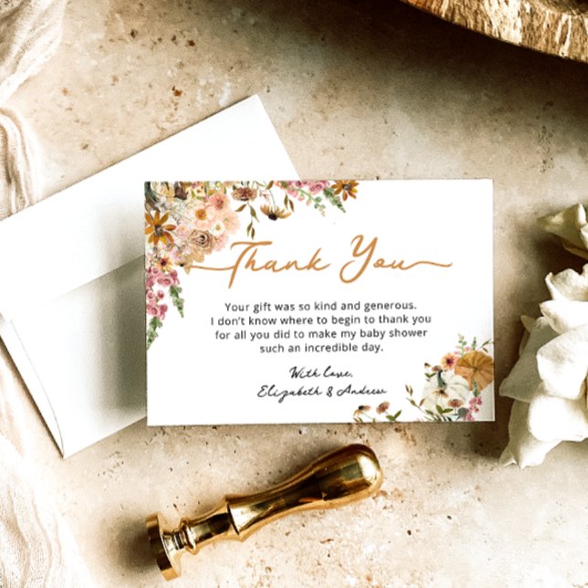 Cartão De Agradecimento Pequeno Abóbora Abaixa Chá de fraldas Neutro (Criador carregado)