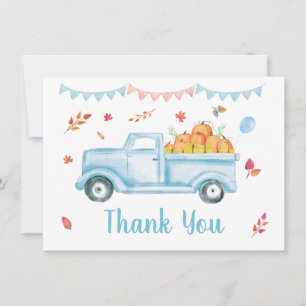 Cartão De Agradecimento Pequeno Caminhão Pumpkin Fall Aniversário Obriga