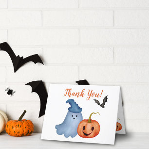 Cartão De Agradecimento Pequeno Chá de fraldas de Boo Fantasma Pumpkin