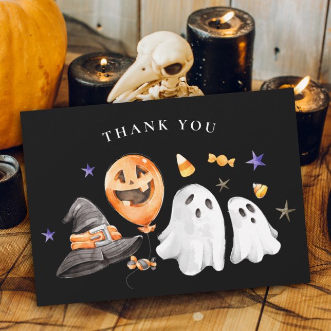 Cartão De Agradecimento Pequeno Chá de fraldas de Boo Halloween Preto (The 'Little Boo' Thank You Card is not merely a card; it is an expression of warmth and of gratitude)
