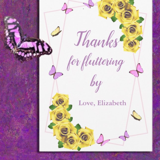 Cartão De Agradecimento Pequeno Chá de fraldas de borboleta (Criador carregado)