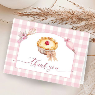 Cartão De Agradecimento Pequeno Chá de fraldas De Pizza Rosa Dobrado Obrig