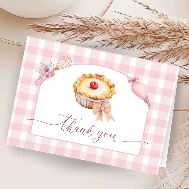 Cartão De Agradecimento Pequeno Chá de fraldas De Pizza Rosa Dobrado Obrig (Criador carregado)