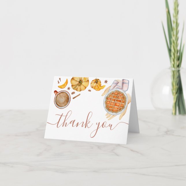 Cartão De Agradecimento Pequeno Chá de fraldas de tarte (Frente)