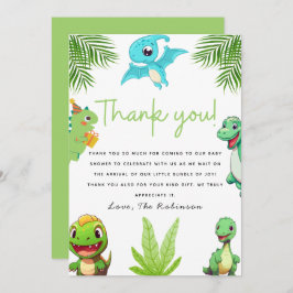 Cartão De Agradecimento Pequeno Chá de fraldas Dino Bonito