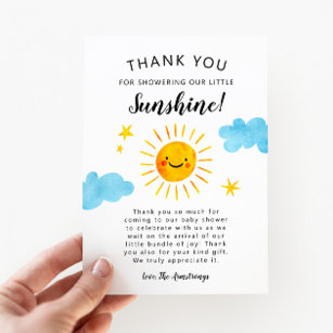 Cartão De Agradecimento Pequeno Chá de fraldas Sol