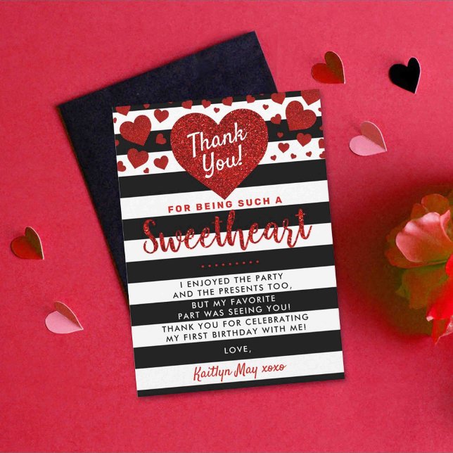 Cartão De Agradecimento Pequeno Dia de os namorados Querida Qualquer Idade (Criador carregado)