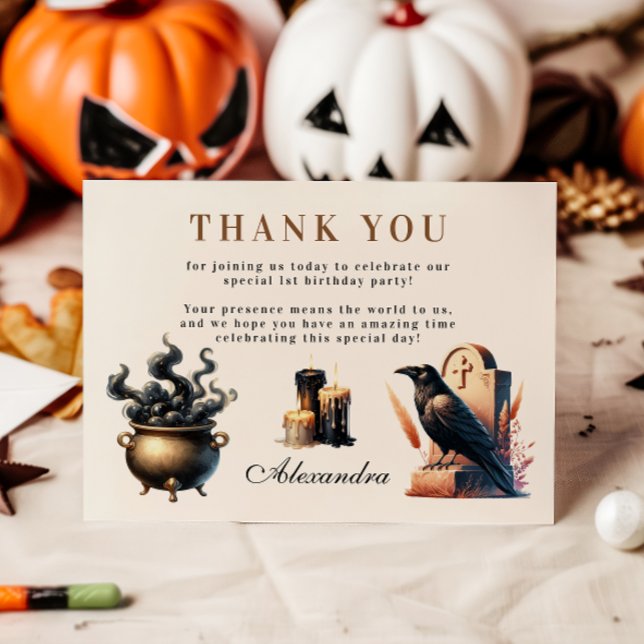 Cartão De Agradecimento Pequeno Ghoul Primeiro Aniversário (Criador carregado)