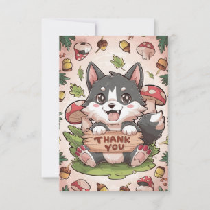 Cartão De Agradecimento Pequeno Lobo Adorável