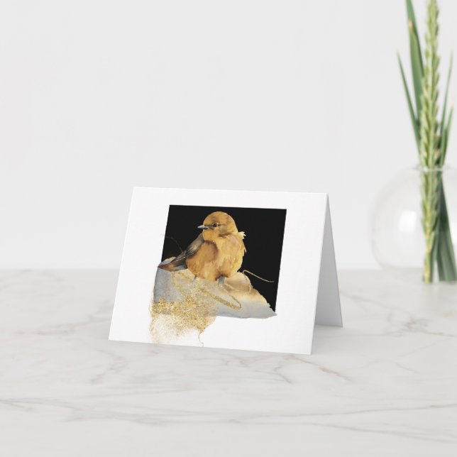 Cartão De Agradecimento Pequeno Pássaro Bonito Simples, Vazio (Frente)