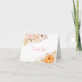 Cartão De Agradecimento Pequeno Pumpkin Boho Floral