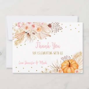 Cartão De Agradecimento Pequeno Pumpkin Boho Floral
