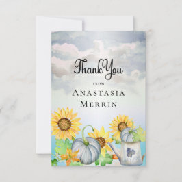 Cartão De Agradecimento Pequeno Pumpkin | Chá de fraldas de Girassóis