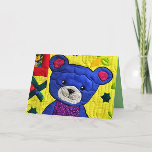 Cartão De Agradecimento Pequeno Urso Azul De Teddy Inclinado Como Design