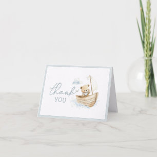 Cartão De Agradecimento Pequeno Urso Marinheiro Dobrado Baby Shower