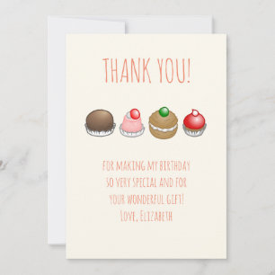Cartão De Agradecimento Pequenos bolos Aniversário