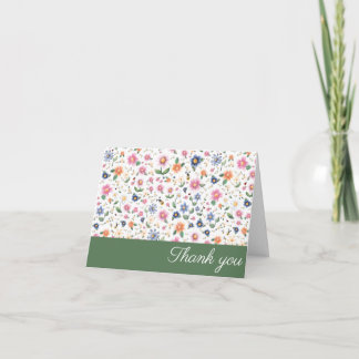 Cartão De Agradecimento Pequenos insetos e padrão floral