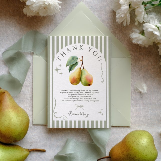 Cartão De Agradecimento Perfeito Par Pérola Retro Casamento Antigo Dinheir (Perfect Pear Retro Old Money Pair Bridal Shower Thank You Card)