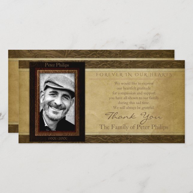 Cartão De Agradecimento Pergaminho de couro azul Simpatia fotográfica Obri (Frente/Verso)