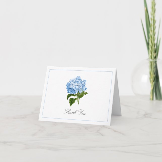 Cartão De Agradecimento Periwinkle Blue Hydrangea Bloom Traditional  (Frente)