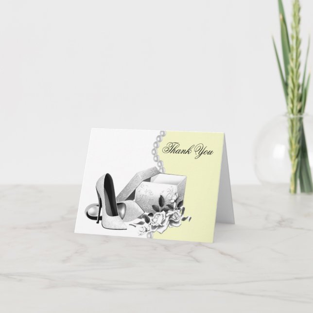 Cartão De Agradecimento Pérolas Amarelas - Calçados de alto salto Obrigado (Frente)