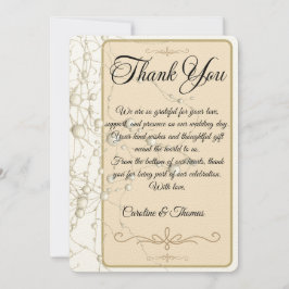 Cartão De Agradecimento Pérolas Douradas de Pérola Elegante Casamento Româ