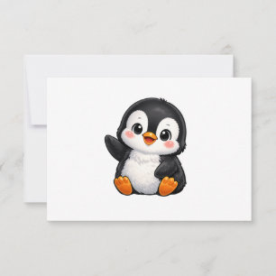 Cartão De Agradecimento Personagem de desenho animado de filhote de pingui