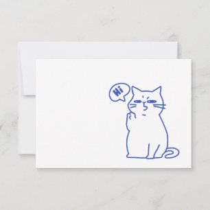 Cartão De Agradecimento Personagem de Gato Branco Fofo e Divertido