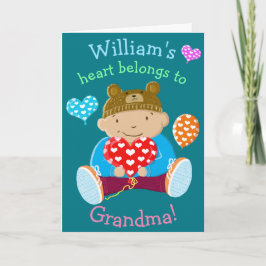 Cartão De Agradecimento Personalised Heart Belongs To Grandma