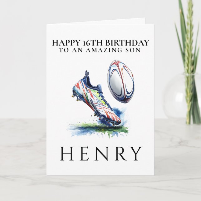 Cartão De Agradecimento Personalised Rugby Birthday Card (Frente)
