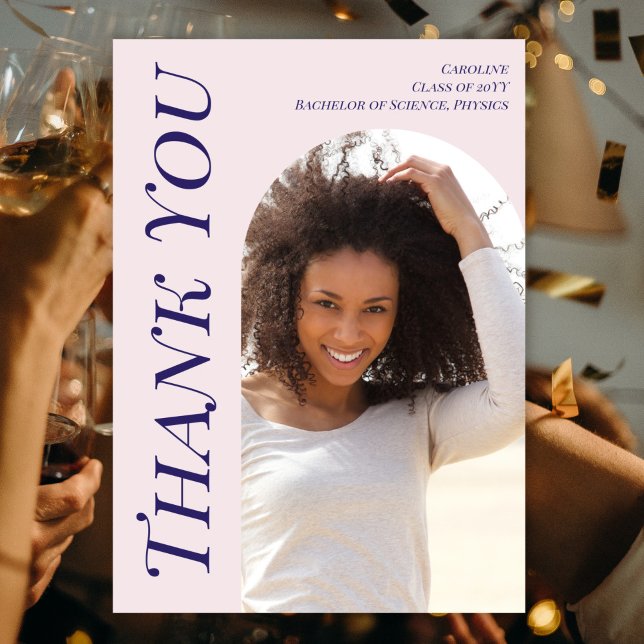 Cartão De Agradecimento Personalização da Graduação Rosa Moderna em 2025 F (Criador carregado)