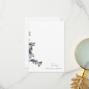 Cartão De Agradecimento Personalização de Folhagem de Lavanda de Aquarela