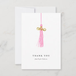 Cartão De Agradecimento Personalização de Tassel Rosa de Graduação