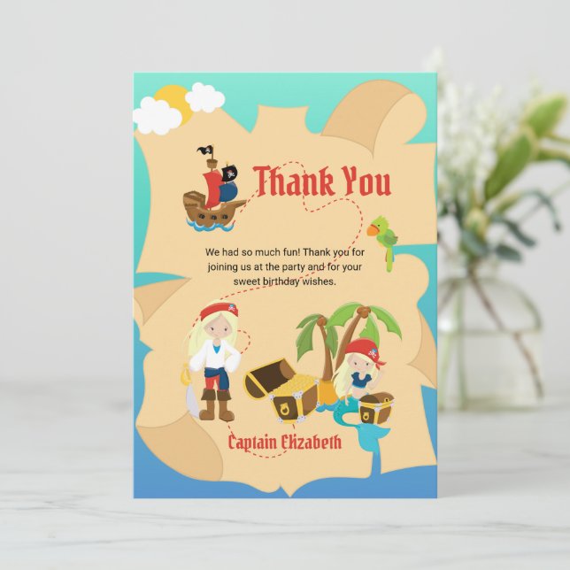 Cartão De Agradecimento Personalização do Mapa do Tesouro da Sereia da Rap (Em pé/Frente)