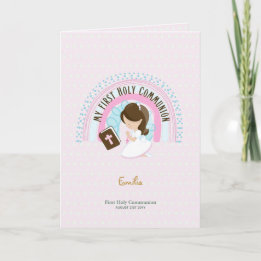 Cartão De Agradecimento Personalizada Primeira Sagrada Comunhão Menina Mar