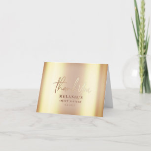 Cartão De Agradecimento Personalizado 16º luxuoso ouro nupcial