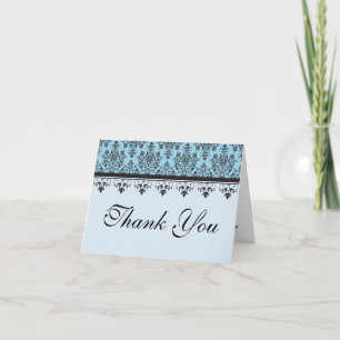 Cartão de Agradecimento Personalizado Blue Damask