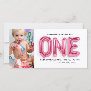 Cartão de agradecimento personalizado de 1º aniver