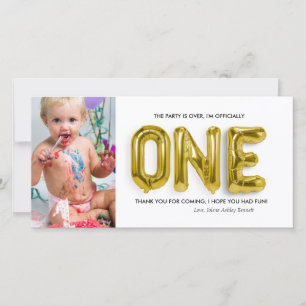 Cartão de agradecimento personalizado de 1º aniver