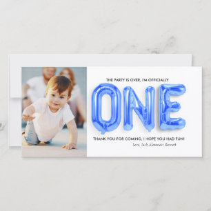Cartão de agradecimento personalizado de 1º aniver