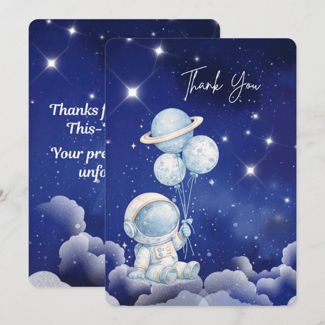 Cartão de Agradecimento Personalizado de Astronaut (Frente/Verso)